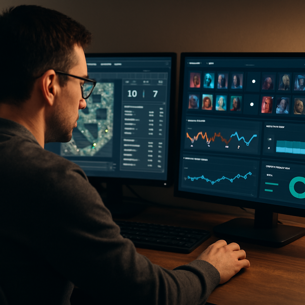 An esports analyst reviews CS2 map data, a Dota 2 draft, live match statistics,